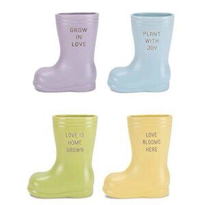 NAT & Jules Bright Colorful 7 inch Ceramic Boot Pot Planter Containers Set of 4